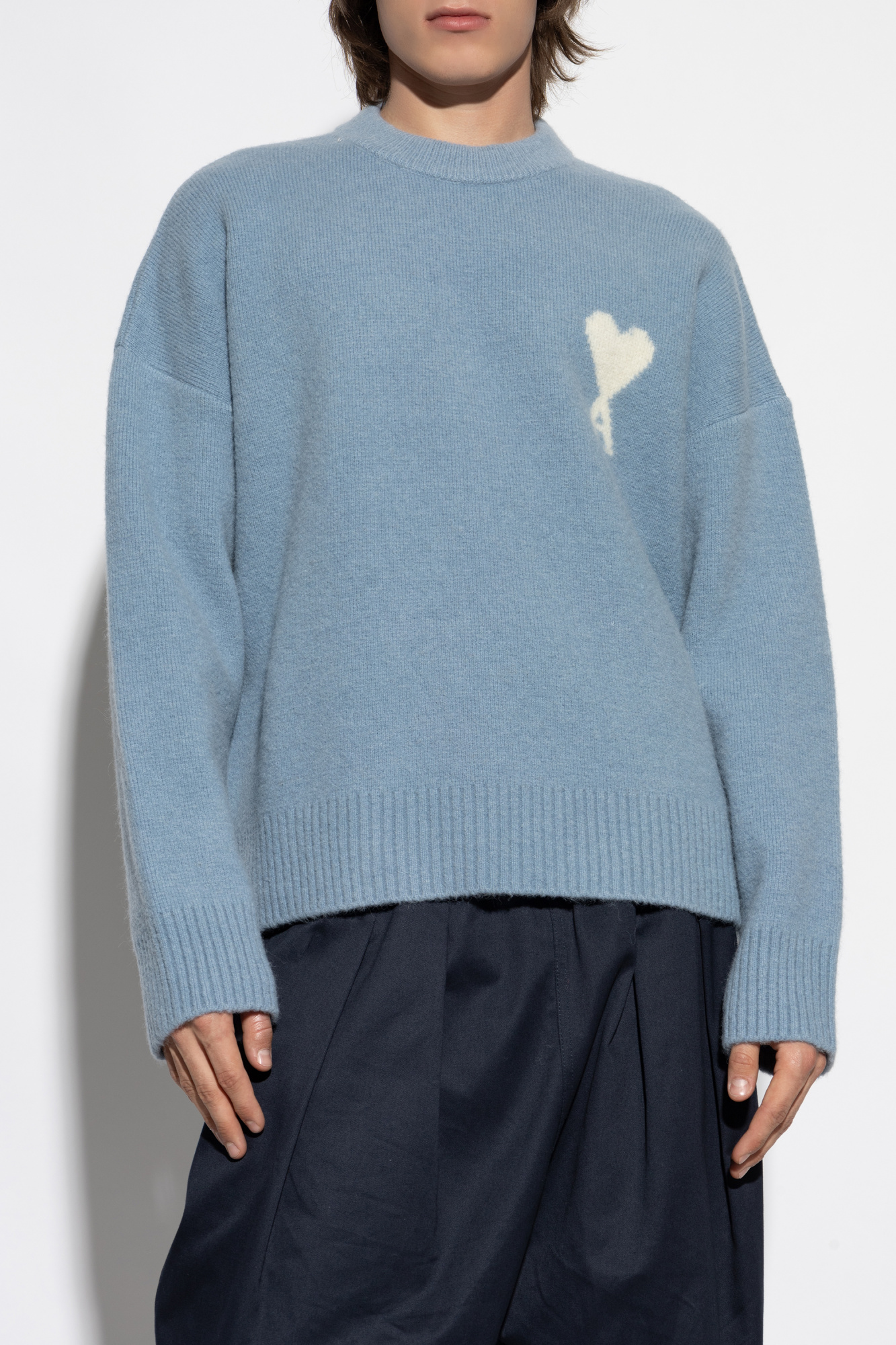 Blue Sweater with logo Ami Alexandre Mattiussi - Vitkac Slovakia